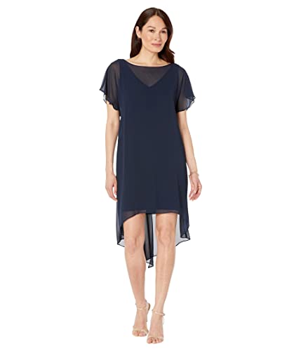 Image of Adrianna Papell Chiffon Overlay Sheath Dress