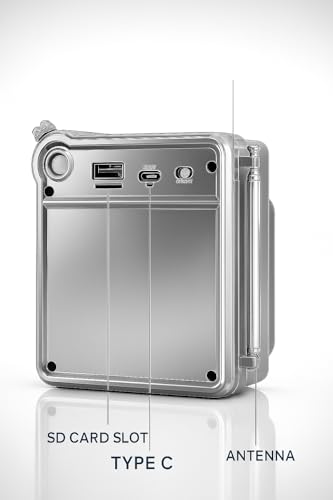 Image of Fire Turtle Pocket Blast FM Radio with Bluetooth Speaker with Powerful Sound,FM Recording, Antenna, 6w-12 Hours (USB Charging) and Number Pad (AUX, SD Card, USB Input) (Mini Retro Grey)