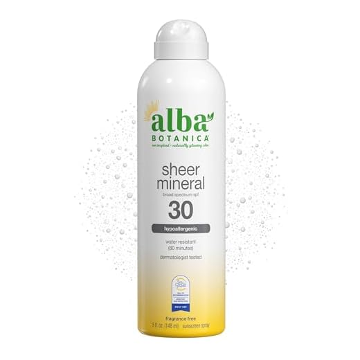 Alba Botanica Sheer Mineral Sunscreen Spray, SPF 30, Fragrance-Free Broad Spectrum, Water Resistant and Biodegradable, 5 fl. Oz. Bottle