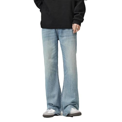 Men's Jeans American Street Sky Blue Denim Casual Elastic Waist Pants