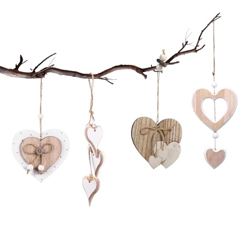YFaith 4 Stück Herz Deko Holz Anhänger, mit Herz Motiv Fensterdeko Hängend Holz, Wohnaccessoires Dekoherz Fensterdeko für Fenster, Flur, Schlafzimmer, Wohnzimmer YFaith 4 Stück Herz Deko Holz Anhänger, mit Herz Motiv Fensterdeko Hängend Holz, Wohnaccessoires Dekoherz Fensterdeko für Fenster, Flur, Schlafzimmer, Wohnzimmer