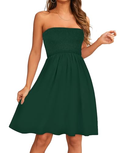 Image of elescat Summer Dresses for Women 2026 Strapless Casual Beach Cover Ups Tube Top Sundress