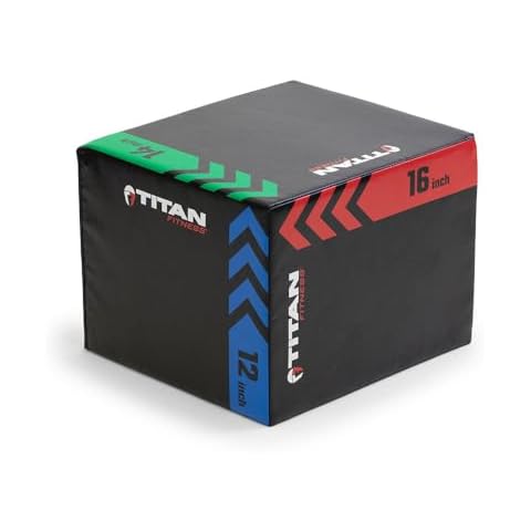 Titan Fitness Youth Heavy Foam Plyometric Jump Box, 12in 14in 16in, Pro-Duty Foam Plyo Box, Step Up Exercise Platform, Box Squat Workout Step, Box Jumps for Home Gym, Box Jump Plyometric Box Cover