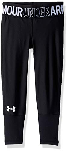 Under Armour Girls' HeatGear Novelty Ankle Crop, Black (001)/White, Youth Small
