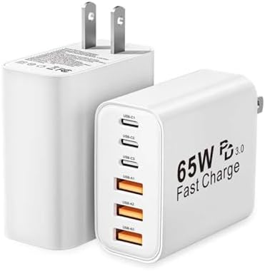 USB C Charger Block, 2-Pack 65W 6-Port USB C Wall Charger iPhone ...