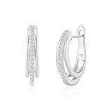 Philip Jones Silver Plated Triple Illusion Hoop Earrings Created with Zircondia® Crystals