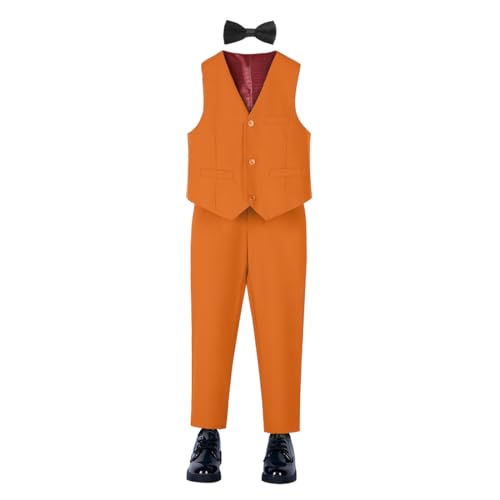 Image of YuanLu Boys Suit Homecoming Dresses for Kids Ring Bearer Outfit Suits Tuxedo Formal Vest and Pants Suit Set