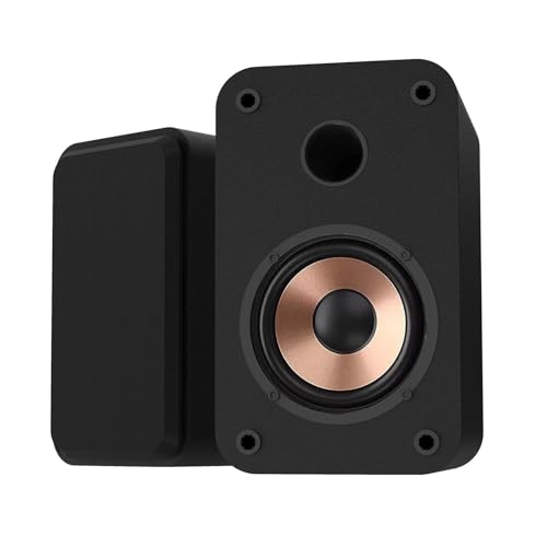 HANLIM Powered Active Bluetooth Bookshelf Speakers - 30W RMS 3 Inch Full Range Speaker - Bluetooth/USB/AUX/3.5mm Earphone Port - Computer PC Speakers - Wooden Enclosure - Black, Pair