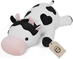 Jouet en peluche pondéré pour les animaux farcis par la vache 24" 4.2lb Poupées mignons en peluche pour les garçons et les filles (blanc) & Noir)