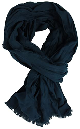 Rotfuchs Baumwollschal Damenschal Herrenschal Knitterlook einfarbiges Muster Made in Germany (marine)