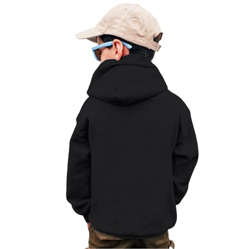 Boys' Long Sleeve Hooded Sweatshirt Boys Sweatshirts Crewneck Truck Shirt Dinosaur Long Sleeve (Black, 6-7 Years)2