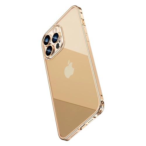 Coque iPhone 15 rigide transparente haut de gamme avec bord métallique droit