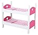 Lits superposes pour Poupon 54x29x43cm Love Coeur Rose et Blanc - lit Jumeaux en Bois avec literie - Accessoire Poupee - Fille
