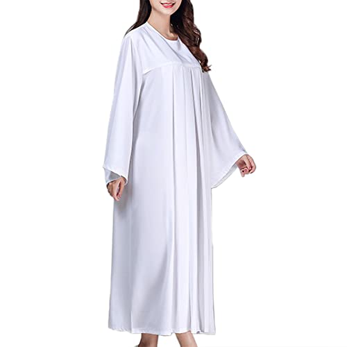 BLESSUME Church Clergy White Choir Robe Liturgical Praise Worship Dance Dress Long Sleeves4