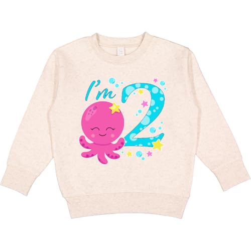 inktastic I'm Two- Cute Octopus Birthday Toddler Sweatshirt 3T Natural Heather 2eb1c