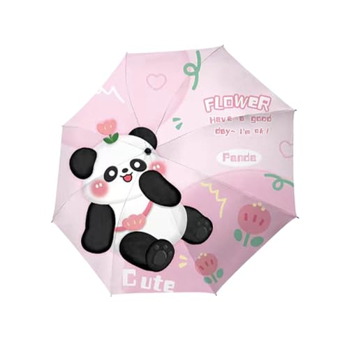 Ombrello pieghevole grande 4 pieghe compatto resistente alle intemperie ombrello da viaggio sole pioggia Panda carino