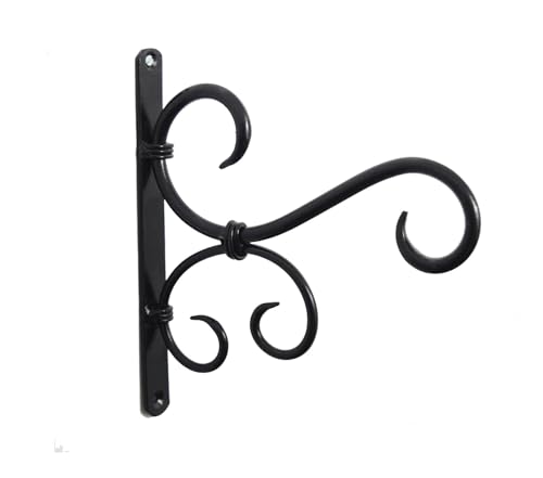 Image of Metal Plant Hanger Hook Bracket for Wall Hanging - Golden Iron Decorative Hanging Hook for Planters, Bird Feeders, Lanterns, Wind Chimes (Pack of 1, Black)