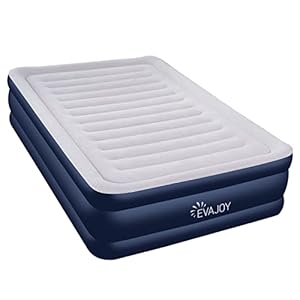 Evajoy Dubbele luchtmatras, 203 x 152 x 51 cm, luchtbed met ingebouwde pomp, groot luchtbed voor 2 personen, inclusief opbergtas