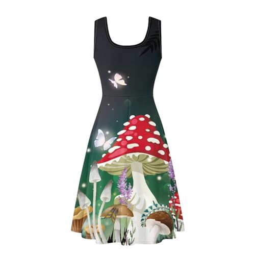 Image of Women's Casual Loose Sundress Midi Sleeveless Crewneck Dress Summer Beach Tank Dress with Pockets