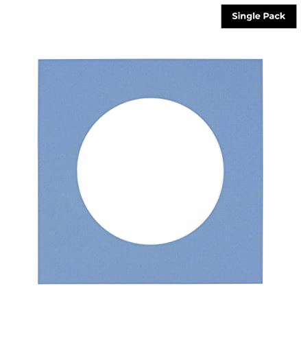 CountryArtHouse Brittany Blue Acid Free 14x14 Circle Picture Frame Mat with White Core Bevel Cut for 10x10 Pictures - Fits 14x14 Frame - Pack of 1 Matboard Show Kit with Acid Free Backing & Clear Bag
