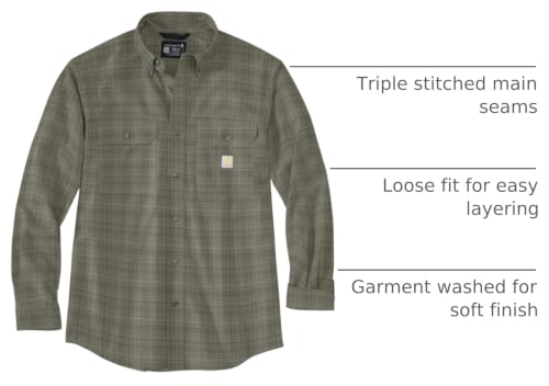 Image of Carhartt Men's Loose Fit Midweight Chambray Long-Sleeve Plaid Shirt
