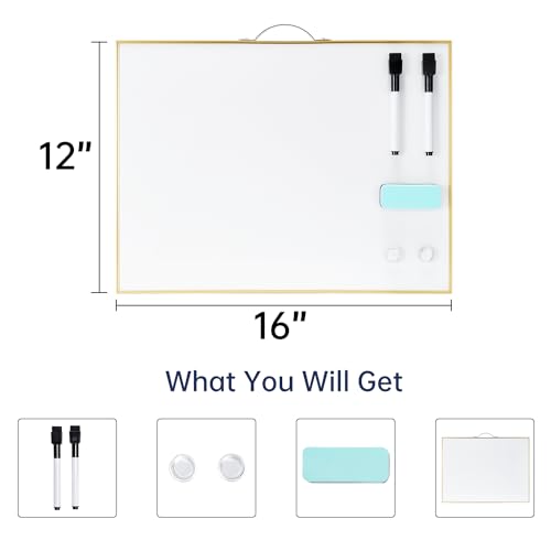 Image of TSJ OFFICE Small Dry-Erase White-Board - 12 X 16 Inches Portable Aluminum Frame Mini Hanging Whiteboard with Handle, to Do List Notepad for Office, Home, School