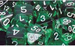 Chessex CHX23805 D6-12 mm. Translucent Dice, Green - White 36 Ct. Pack of 2