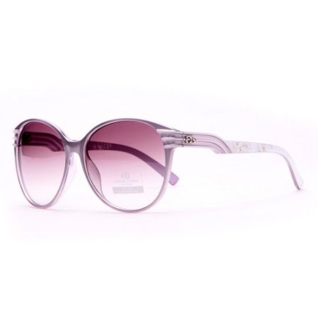 Anais Gvani Women's Fashionable Round Frame Sunglasses w/ Stripe & Stroke Accents -L.Lavender