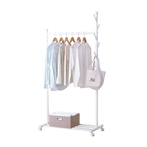 Râteliers multi-usages Portemanteau Suspendu Porte-Manteau intérieur Sol Stand Un pôle séchage étendoir Mobile étendoir Chambre Cool vêtements pôle Casiers (Color : Blanc, Size : 88 * 43 * 165cm) Cover