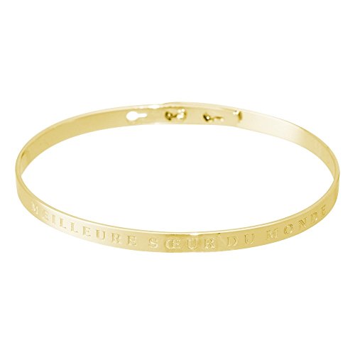 Mes-bijoux.fr Bracelet Jonc Classique en Laiton Doré - Meilleure Soeur du Monde