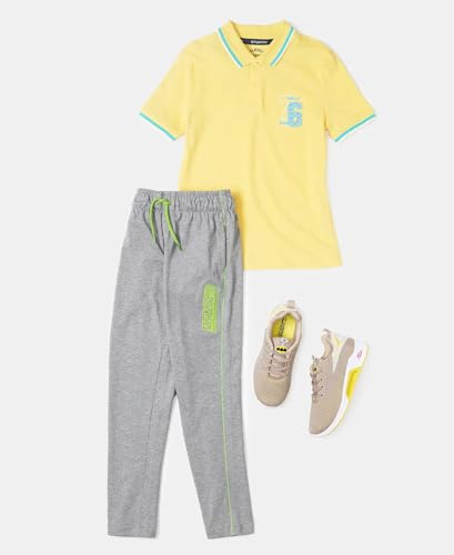 Image of Jockey AB13 Boys Super Combed Cotton Rich Graphic Printed Trackpants with Contrast Side Piping