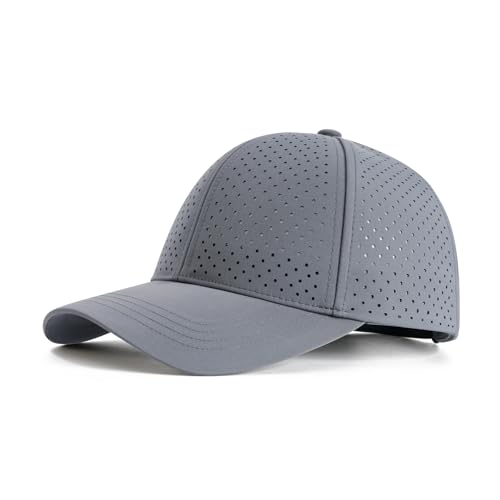 Image of FEINION Men Summer Adjustable Performance Hat Breathable Snapback Laser Perforated Mesh Baseball Cap