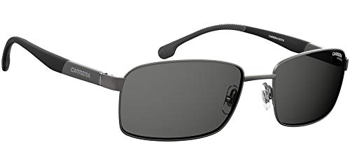 Carrera Men's 8037/S Rectangular Sunglasses, Silver/Gray, 58mm, 18mm3