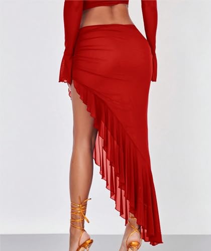 Trend Women's Summer Basic Skirt Asymmetrical Skirt With Ruffle For Beach2