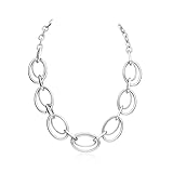 Chunky Gold Necklace for Women:Silver Plated Loop Chain Link Statement Choker Necklace for Women - Chunky Fashion Pendant Jewelry