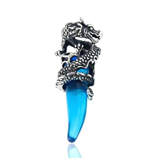 Stayoung Jewellery Herr gotisk drake tand kristall rostfritt stål hänge halsband kristall blå drake varg tand tribal