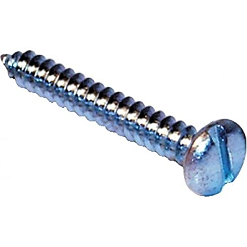 Merriway BH02324 (65 Pcs) Slotted Pan Head Hardened Self Tapping Screw, 6 x 3/8 inch Bright Zinc Plated - Pack of 65 Pieces