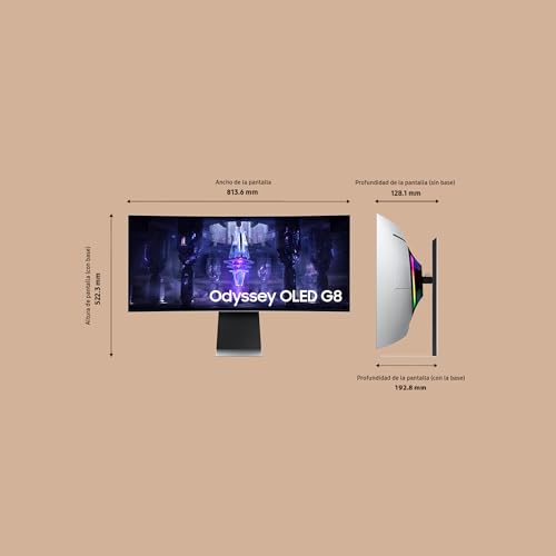 Samsung Monitor Gaming Odyssey OLED G8 (S34BG850), Curvo (1800R), 34'', 3440x1440 (WQHD), 21:9, HDR10+, OLED, 175 Hz, 0,1 ms, Freesync Premium, Micro HDMI, USB-C, Mini-DP, WiFi, Bluetooth, Casse, HAS - 4