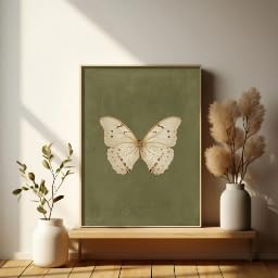 Tableau papillon blanc rétro pour chambre au style champêtre et gothique chic