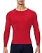Men's Compression Shirt Long Sleeve Athletic Workout T-Shirts Top Active Sport Base Layer Undershirt Dry Fit Red