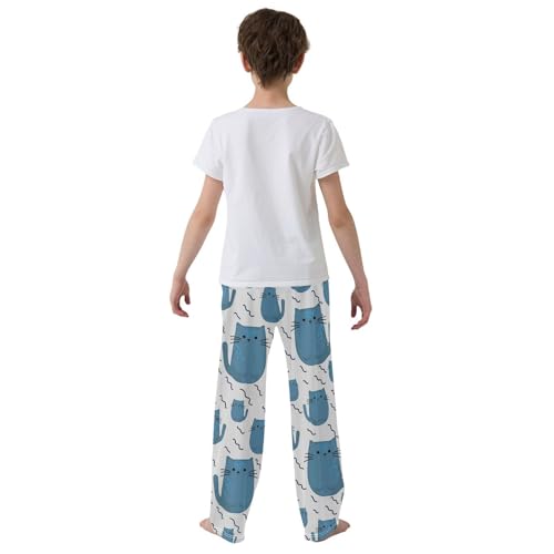 Boys' Pants Funny Cats Blue Long Bottoms Jogger Pants Elastic Waist Trousers with Pockets S-XL3
