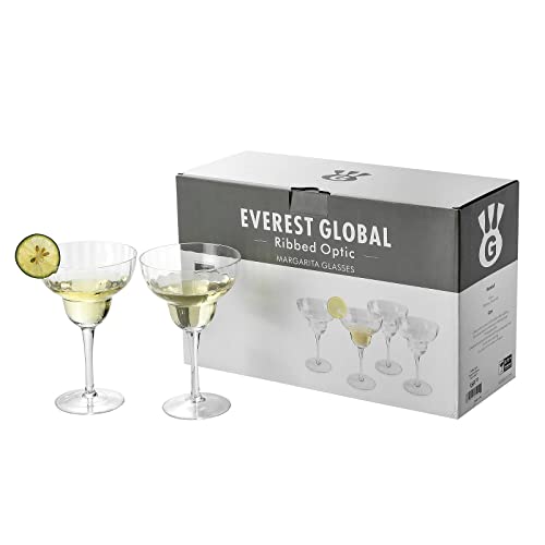 Everest Global Ribbed Optic Margarita Glasses 11 Oz. Set Of 4 #TOP5