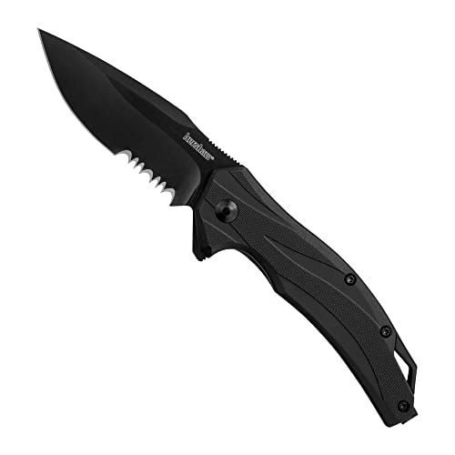 Kershaw Lateral Pocket Knife, Black, 3.1 Inch Stainless Steel Drop Point Partially Serrated Blade, EDC with Assisted Opening, Reversible Pocketclip, Everyday Carry Pocket Knife for Men and Women