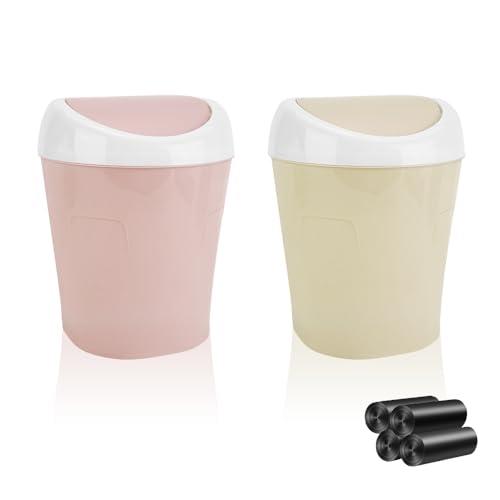 2 Stücke Mülleimer Klein mit Deckel, Mini Tischmülleimer mit...