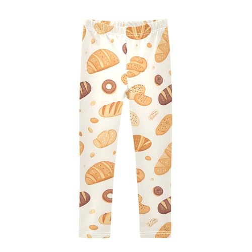 Cartoon Baguette Bread Girls Leggings Soft Stretch Workout Yoga Dance Pants for Kids Casual Tights