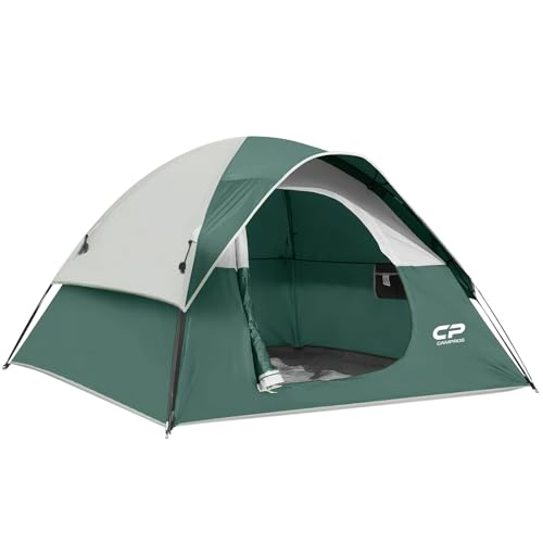 Image of CAMPROS CP 3 Person Tent, Dome Tents for Camping with Rainfly, Waterproof Camping Tent Easy Set Up, Portable Family Tent with Large Mesh Window & Carry Bag for Outdoor Hiking