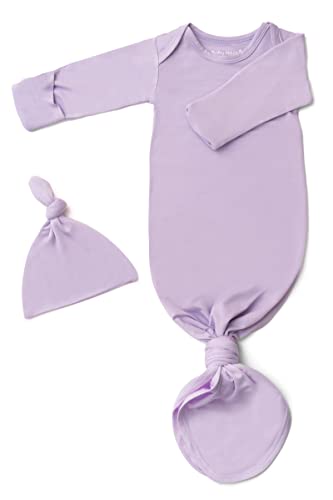 Image of Baby Noah Newborn Knotted Gown for Boy Girls, Newborn Coming Home From Hospital Outfit, Baby Tie Gown Nightgown
