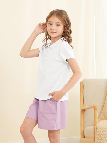 Image of OHD 3 Pack Girls Polo Shirt School Uniform Polo for Girls Cotton Soft Short Sleeve Classic Collared Shirt Size 3T-14