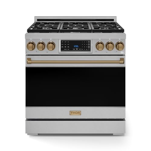 Image of Gordon Ramsay by THOR Kitchen 36 Inch Professional Liquid Propane Range with Tilt Panel Touch Control in Stainless Steel /Bronze