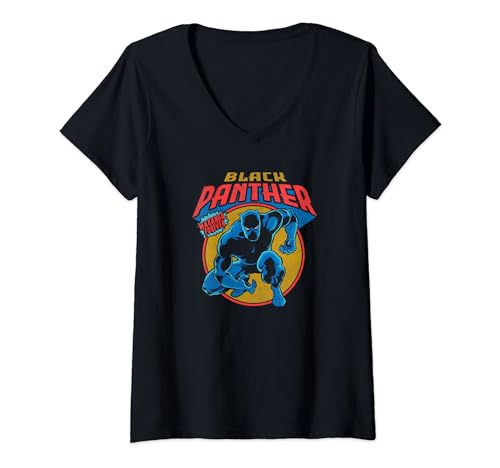 T-shirt Black Panther Marvel vêtement vintage comics noir Wakanda Forever col V